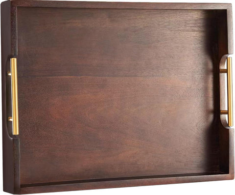 Joy&Grace ottoman tray in living room with solid acacia wood and warm finish for stylish hosting