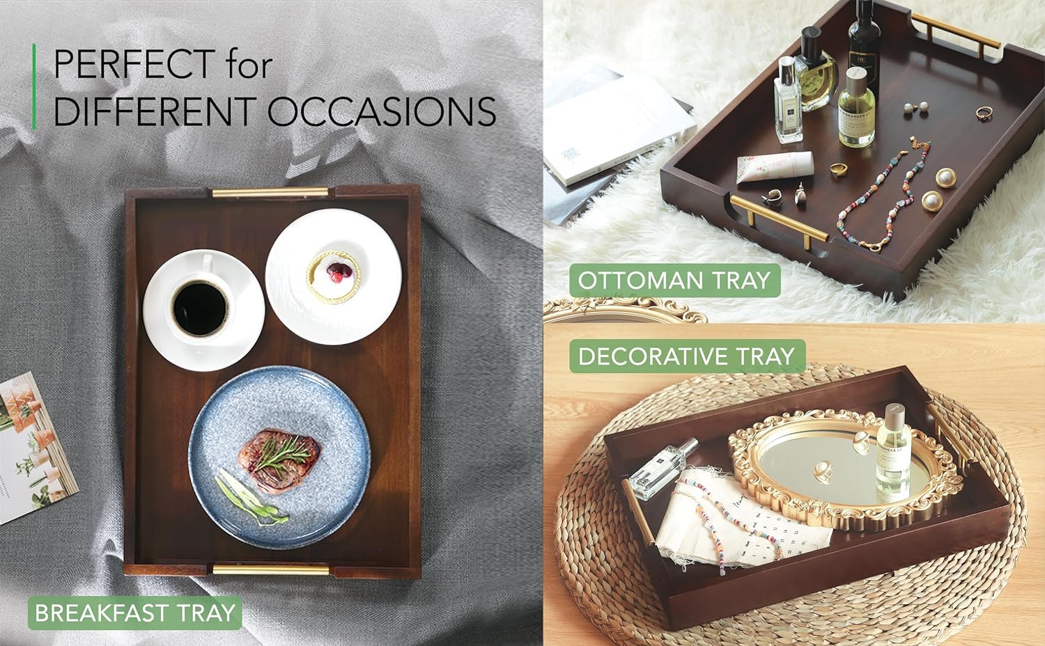 Joy&Grace wood-grain decorative tray adds natural texture and warmth