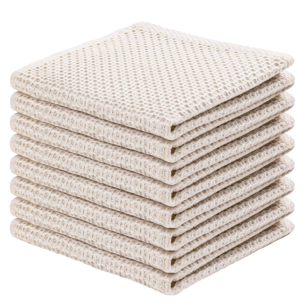 Joybest cotton kitchen dish cloths 8-pack beige, ultra soft and highly absorbent for daily cleaning.