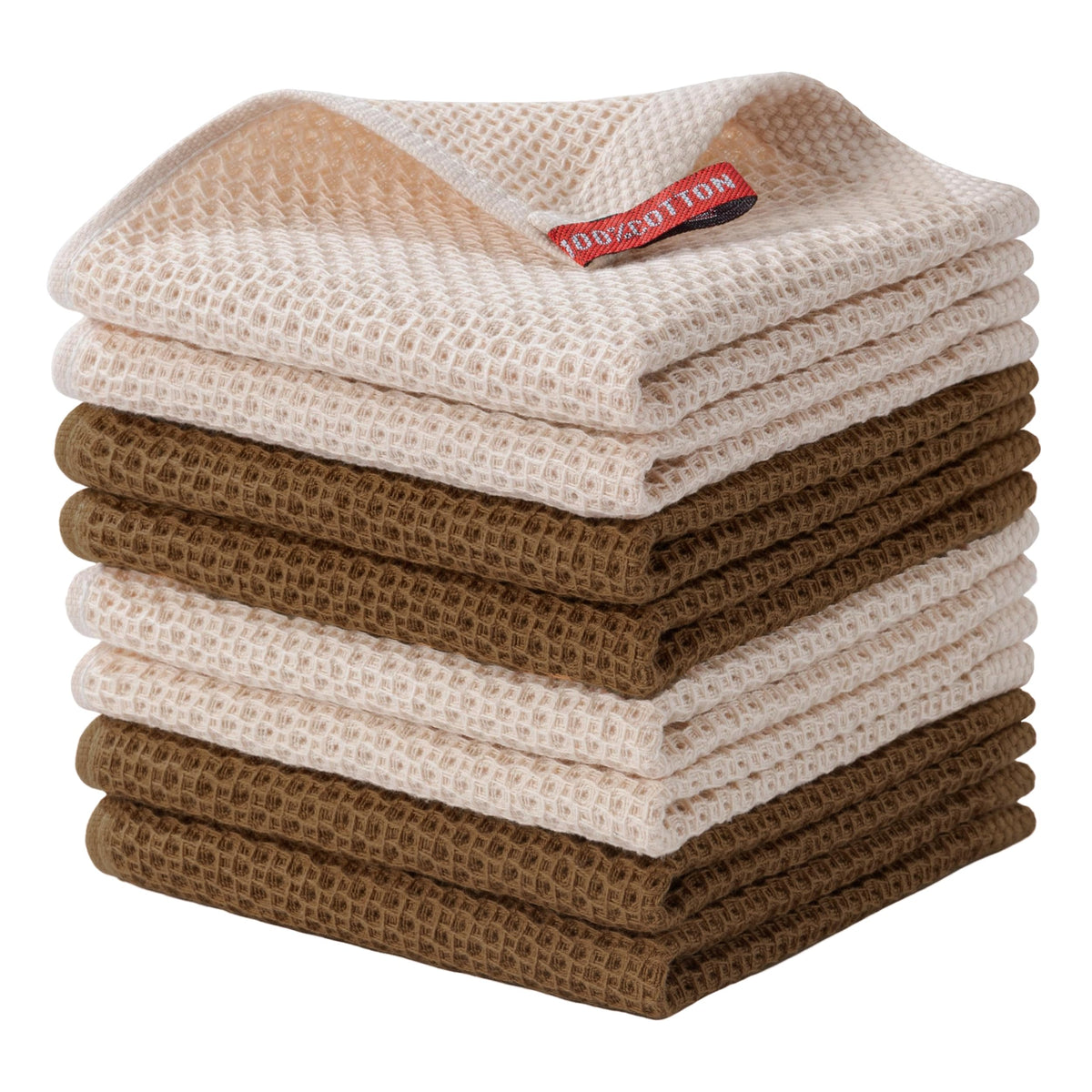 joybest cotton kitchen dish cloths in beige and brown for gentle cookware cleaning.