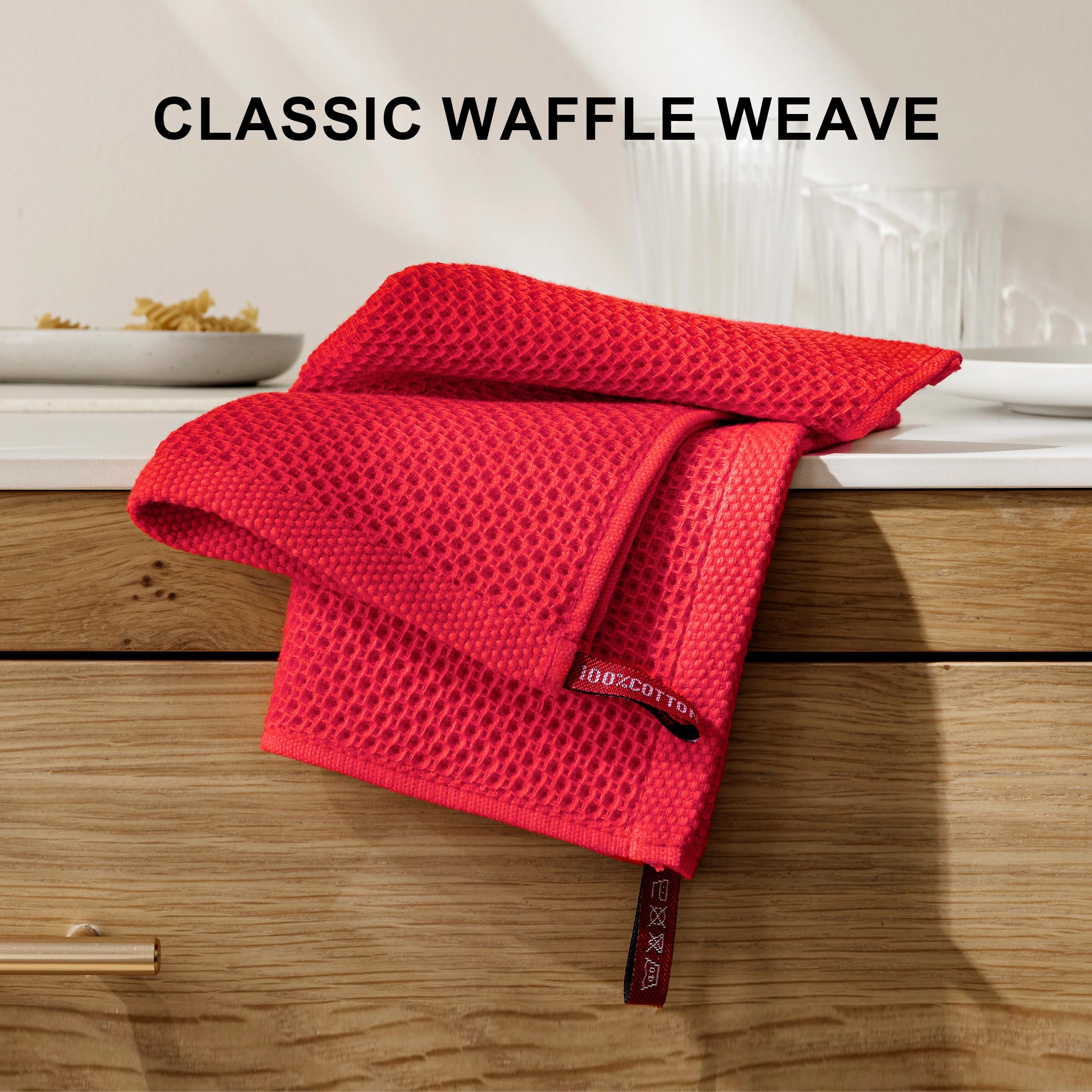 Joybest kitchen towels used for drying and scrubbing in busy kitchen.