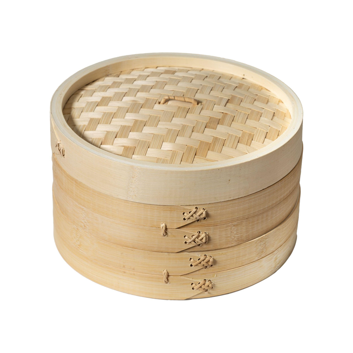 Joyce Chen 2-Tier Bamboo Steamer top view with dumplings for restaurant-style home meals