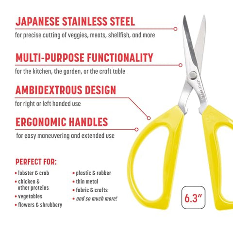 Joyce Chen Unlimited scissors handle close-up shows comfortable red grips.