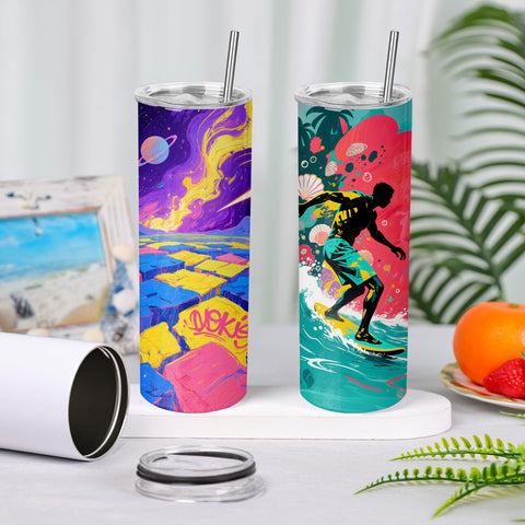 Joyclub 20oz sublimation tumbler with flat edge, ideal for crisp prints