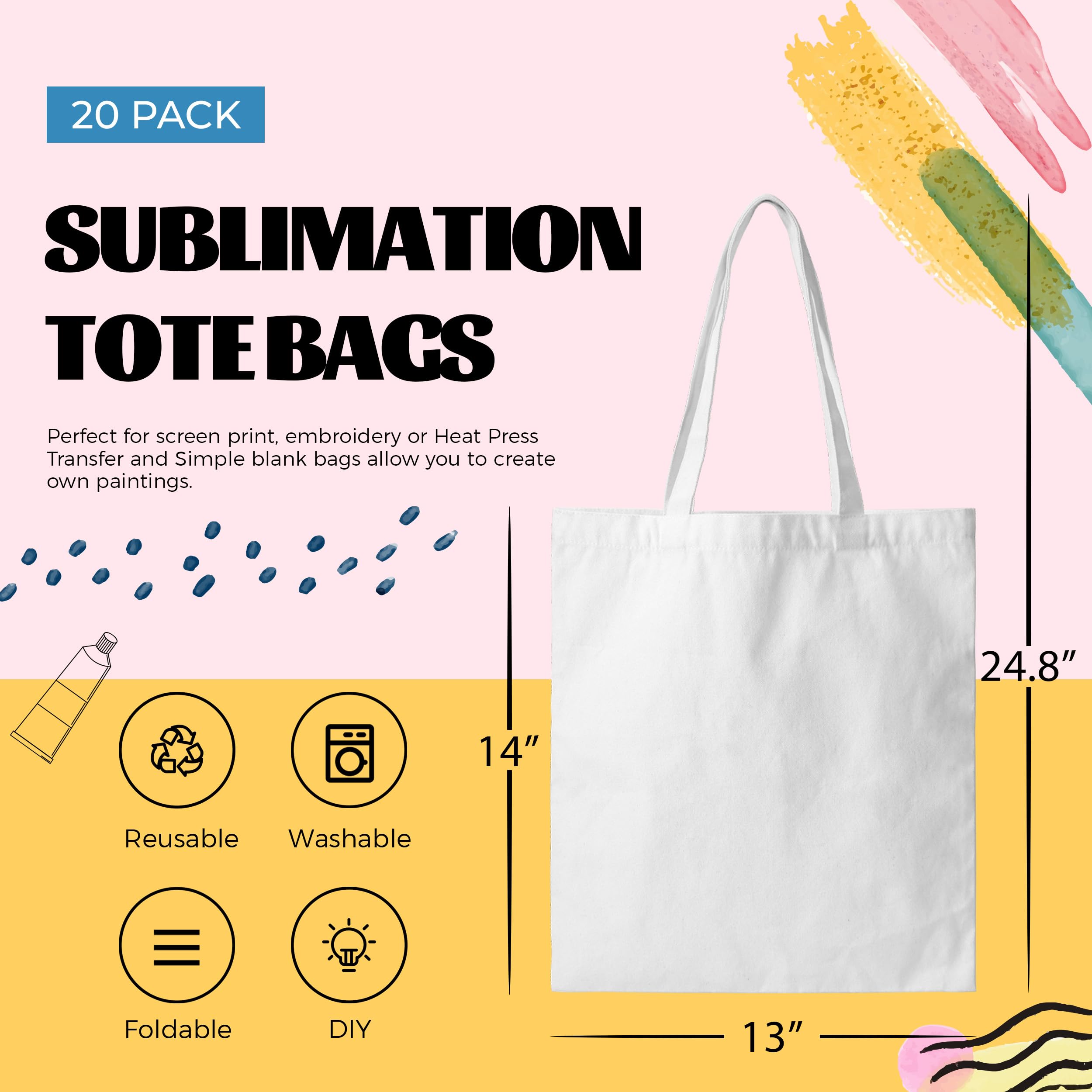 Joyclub 20-pack tote with heat-transfer design on exterior demonstrates color-fast printing