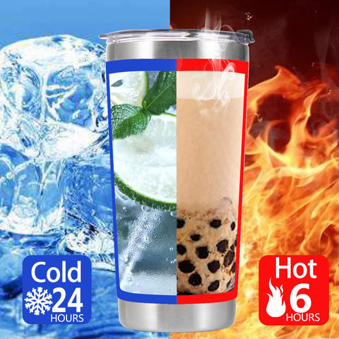 Joyclub 30oz tumbler double-wall insulation preserves cold or hot beverages.