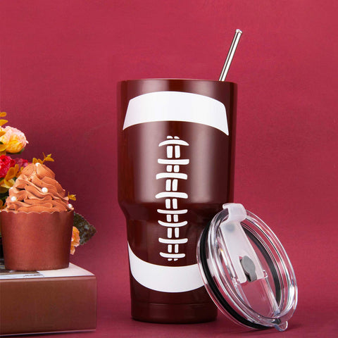 Joyclub 30oz football-themed tumbler suits workouts and travel.