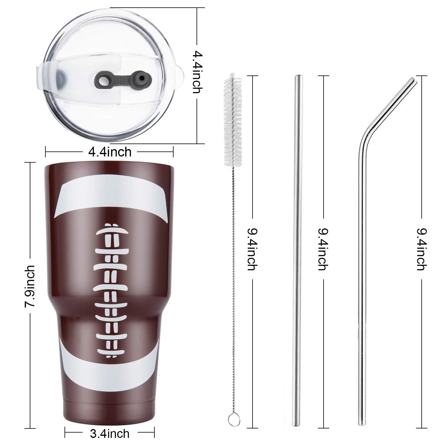 Joyclub 30oz tumbler with straight and curved straws enables versatile sipping.