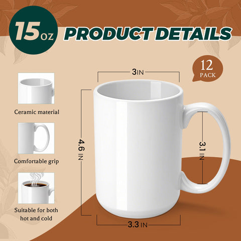 Joyclub blank ceramic mug 15 oz ready for sublimation transfers.