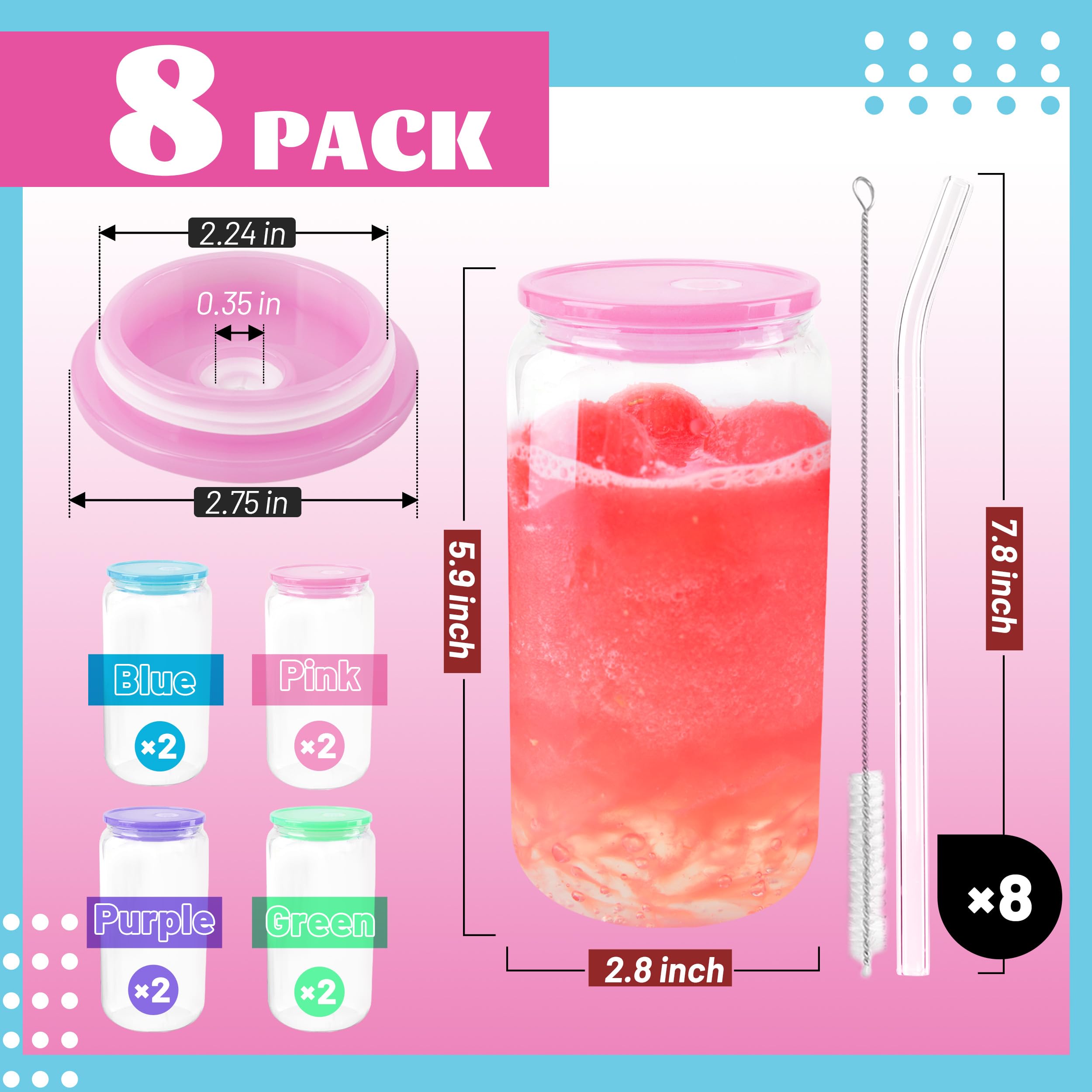 Joyclub glass straws for reusable sipping and easy cleaning.