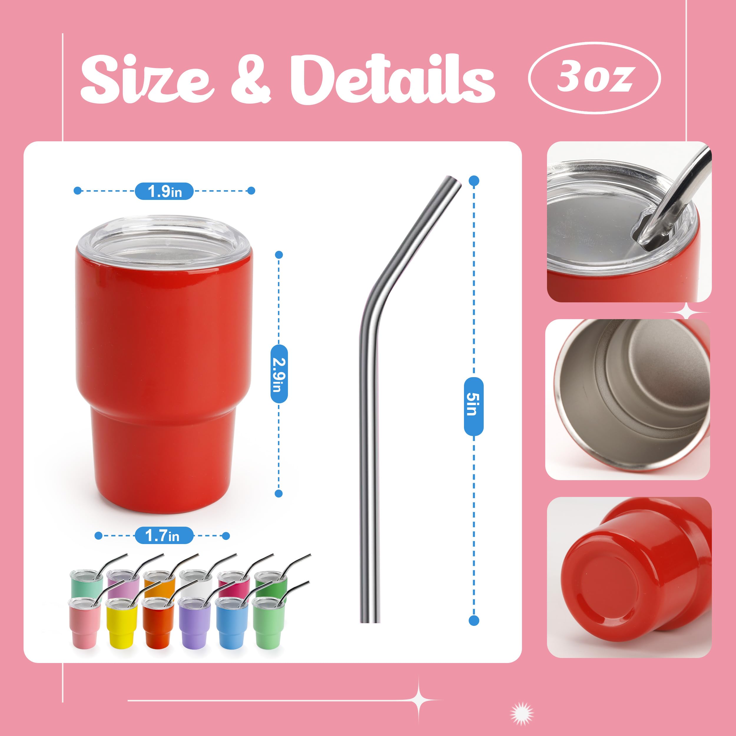 Joyclub sublimation shot cups show colorful patterns for personalized party favors
