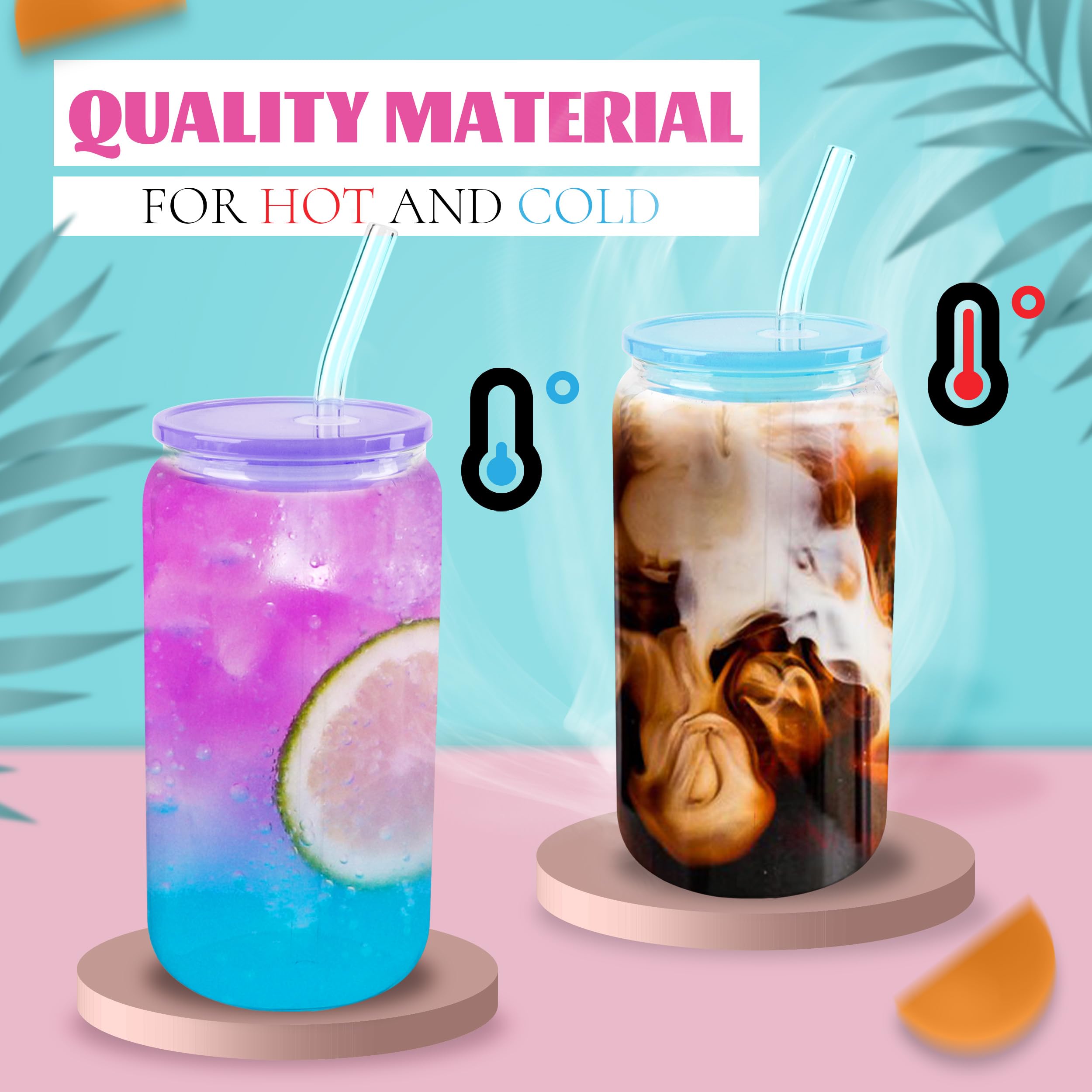 Joyclub transparent iced coffee glasses highlight drink colors.
