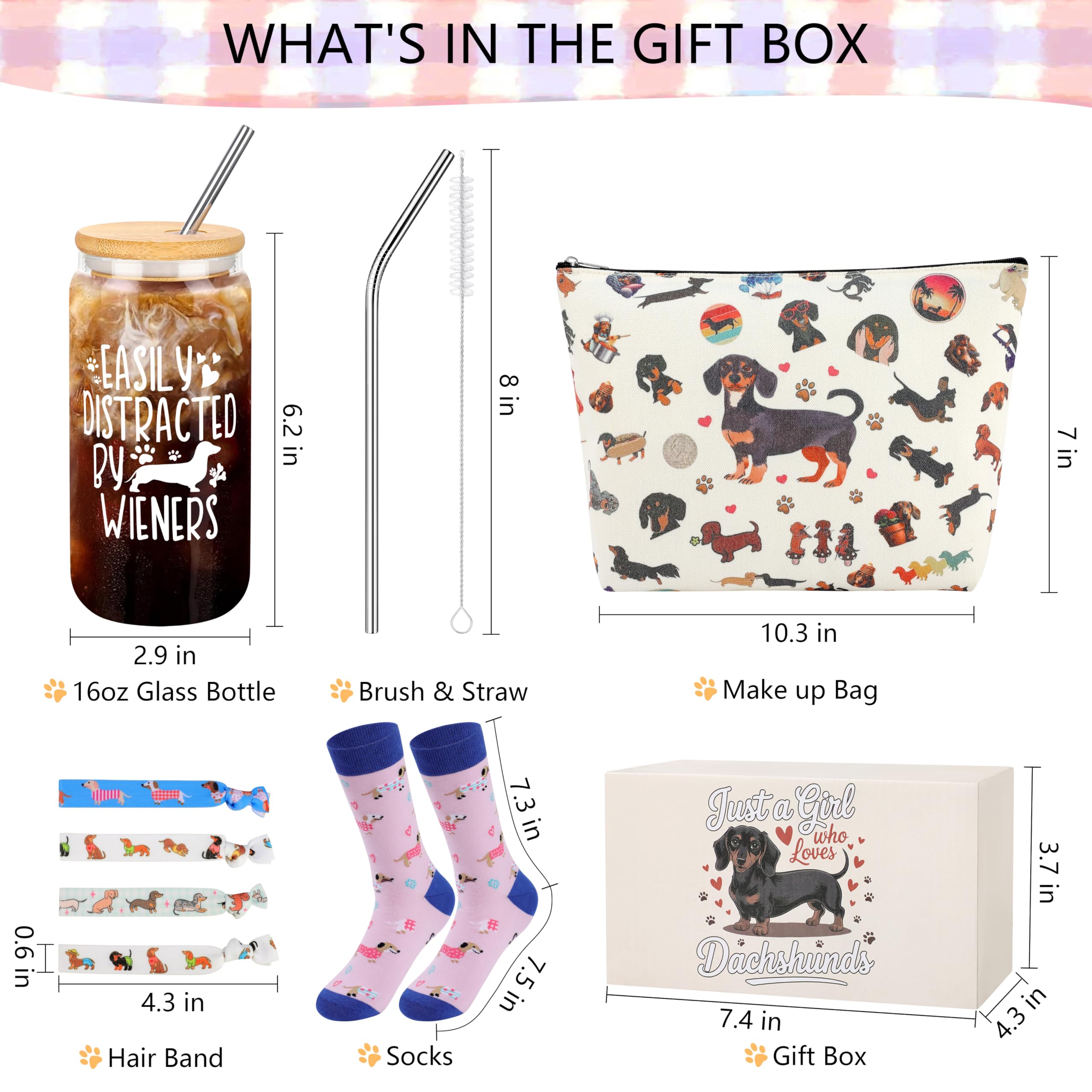 JoycuFF dachshund gift set makeup bag, keeps essentials organized