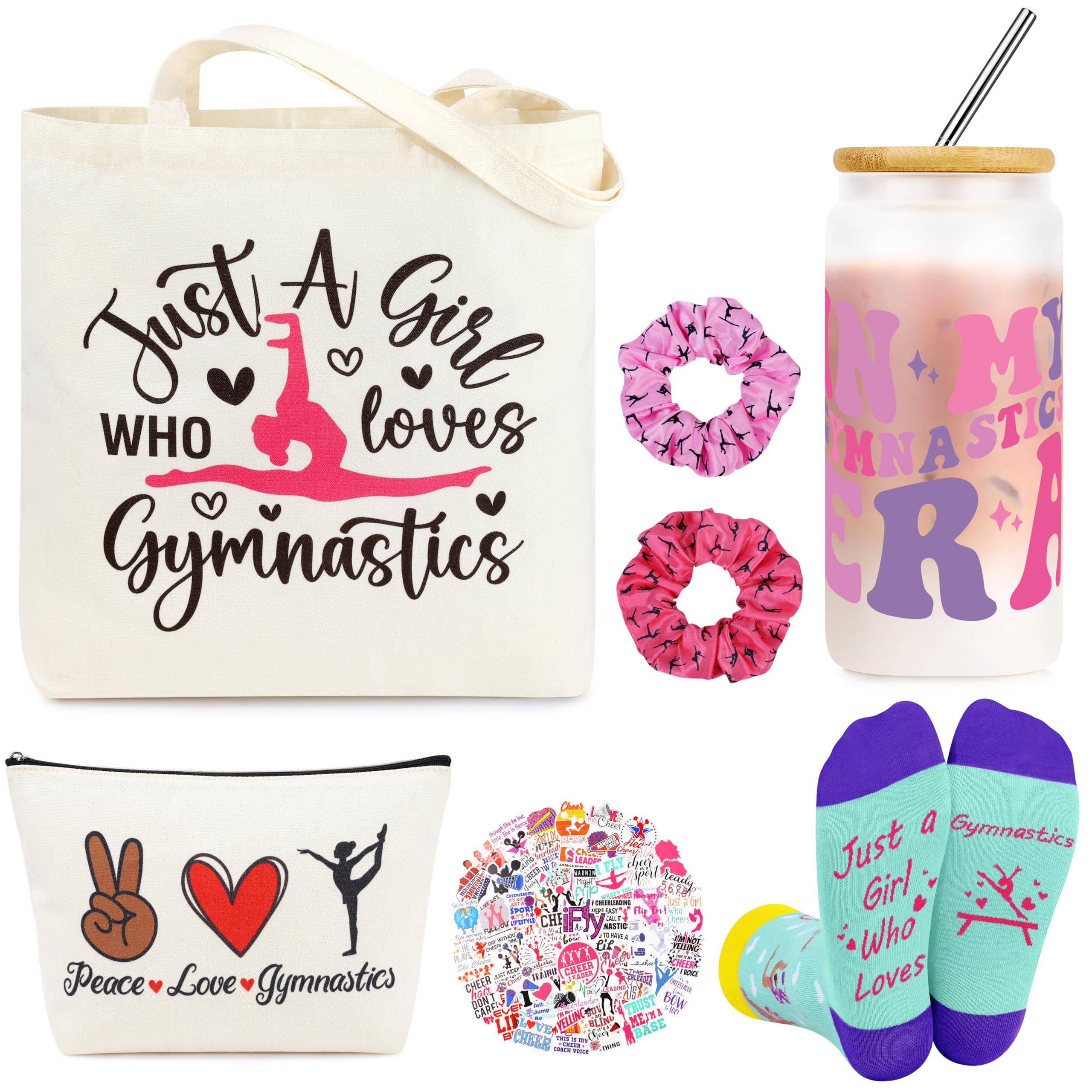 JoycuFF gymnastics gift set glass and stickers for practice hydration and motivation