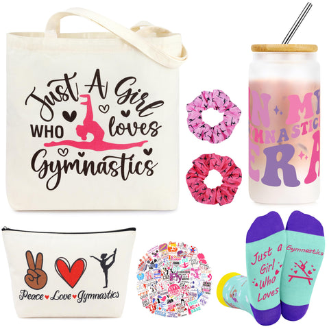 JoycuFF gymnastics gift set glass and stickers for practice hydration and motivation