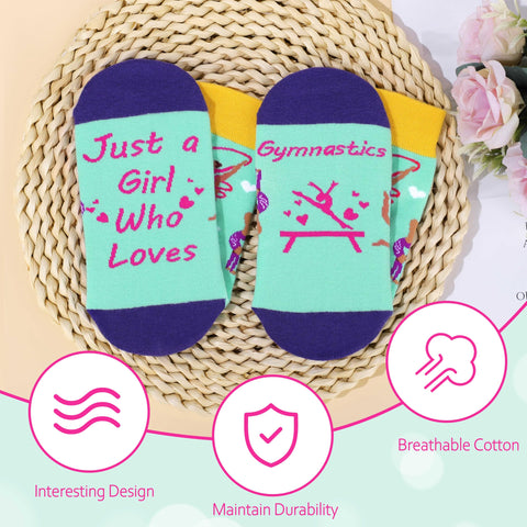 JoycuFF gymnastics socks with sporty graphics for practice
