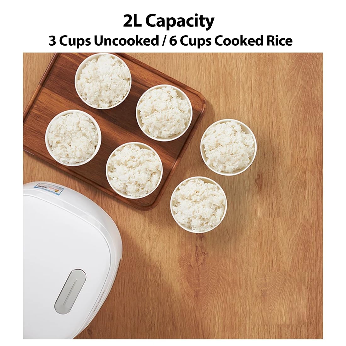 Joydeem FD20S-W suspended pot enables three dimensional heating for plump rice.