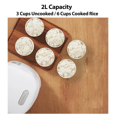 Joydeem FD20S-W suspended pot enables three dimensional heating for plump rice.