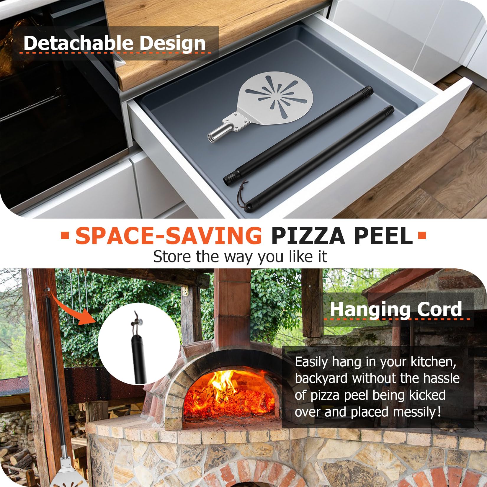 Joyfair folded corner design improves balance while launching and lifting pizza.