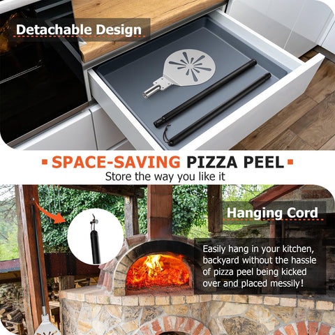 Joyfair folded corner design improves balance while launching and lifting pizza.