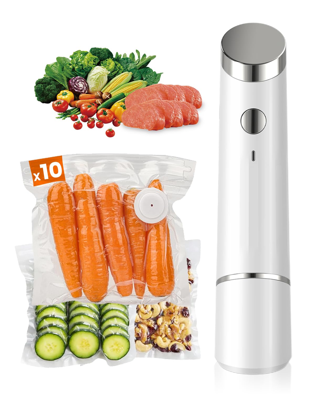 Joyful Xinghai portable vacuum sealer in hand sealing a bag to preserve freshness