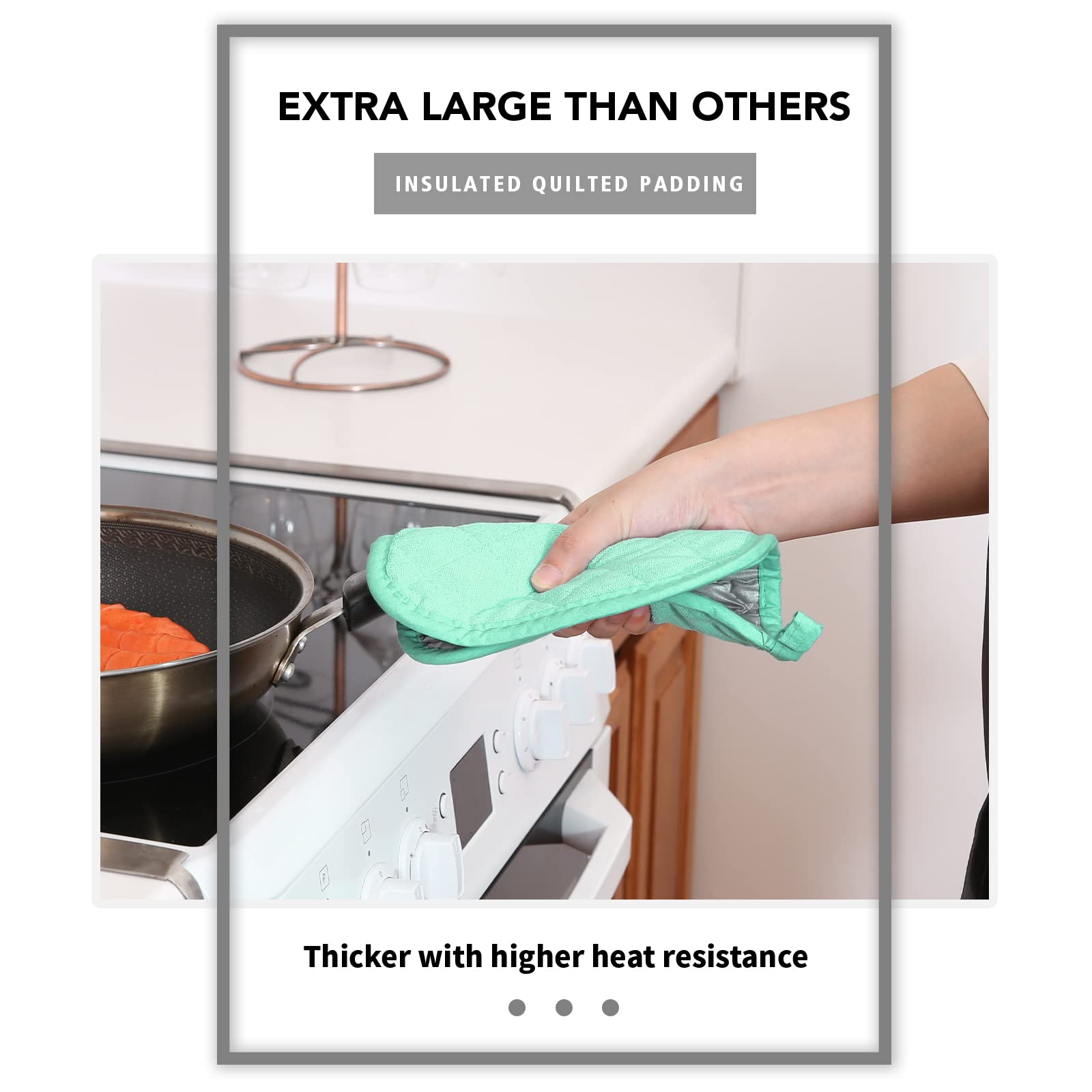 Joyhalo handle-grip-tested pot holders deliver secure grip during cooking.