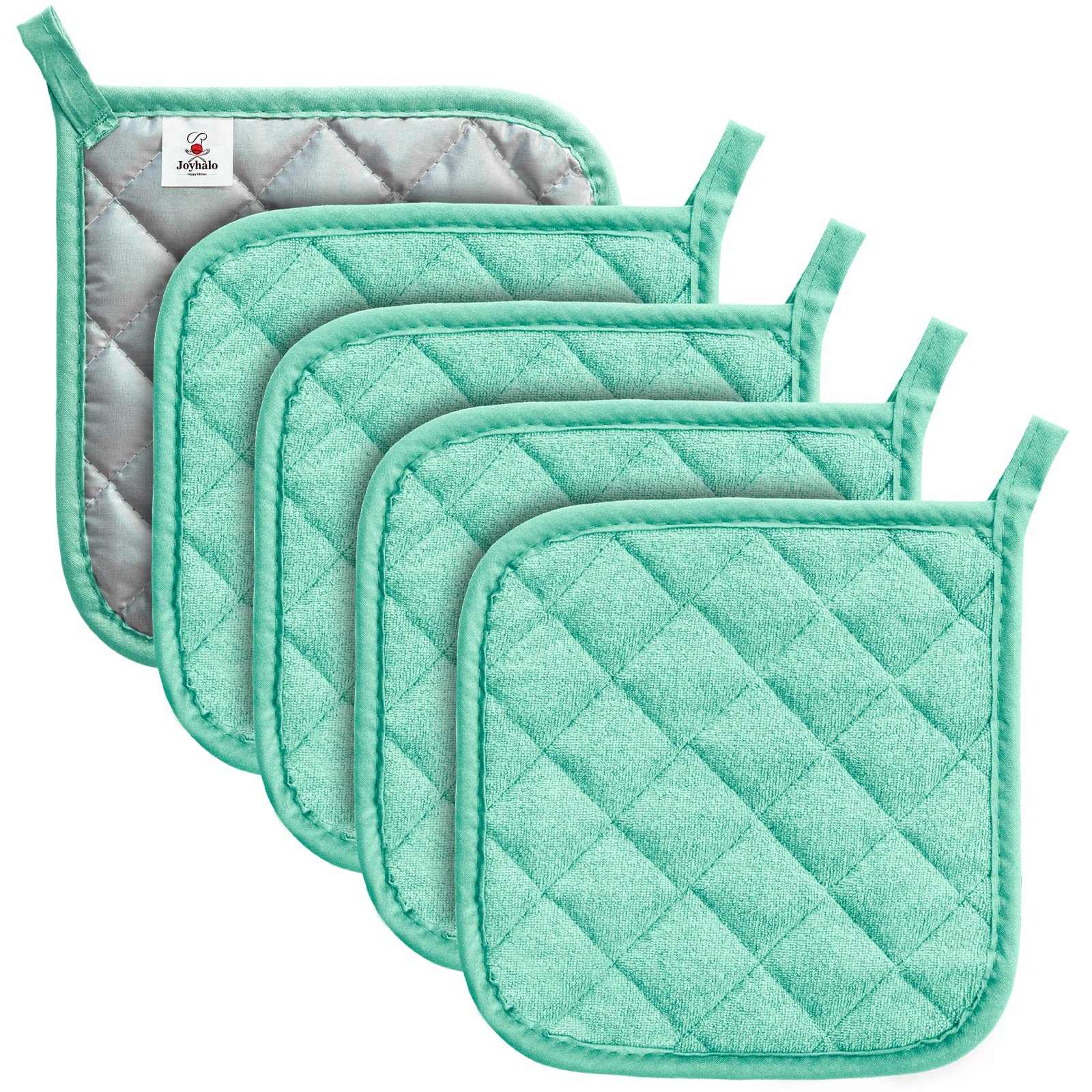 Joyhalo heat-resistant pot holders 5-pack protect countertops from hot dishes.
