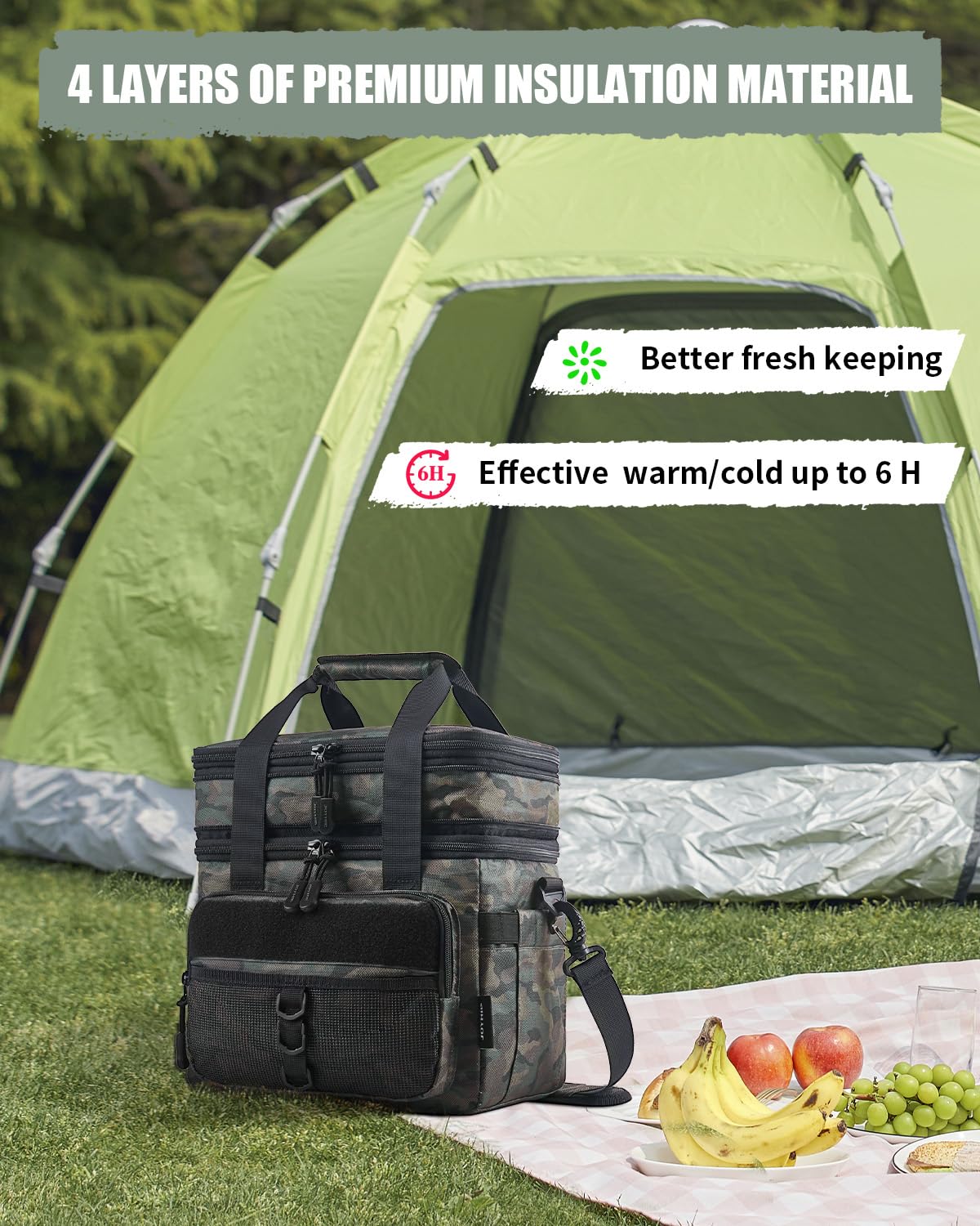 JOYHILL lunch box side view highlighting expandable storage for group meals on trips.
