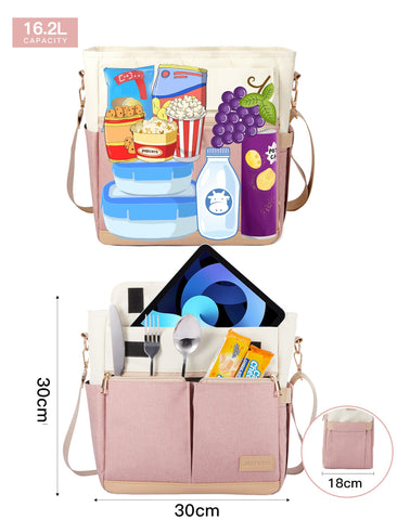 JOYHILL lunch bag offers 16.2 L capacity for meals and drinks.