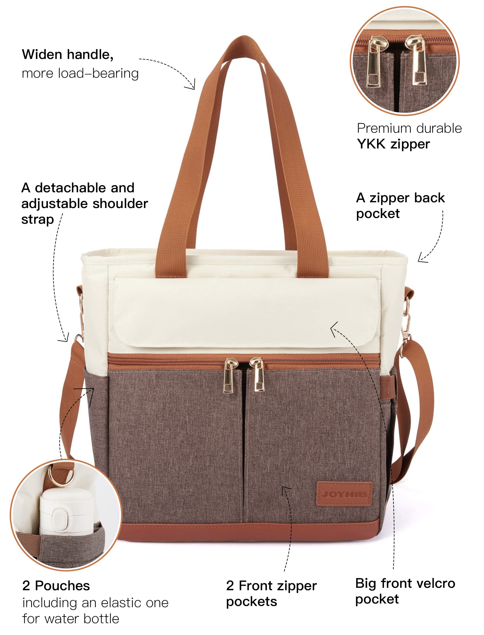 JOYHILL lunch bag shoulder strap for easy, hands-free carrying.