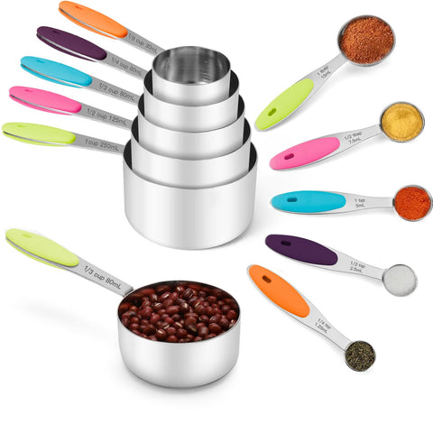 Joyhill measuring cups and spoons nest neatly for compact storage.
