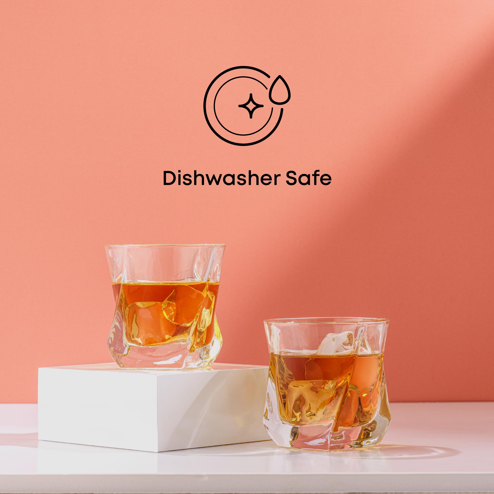 JoyJolt Aurora heavy-based whiskey glass showcasing sturdy balance.
