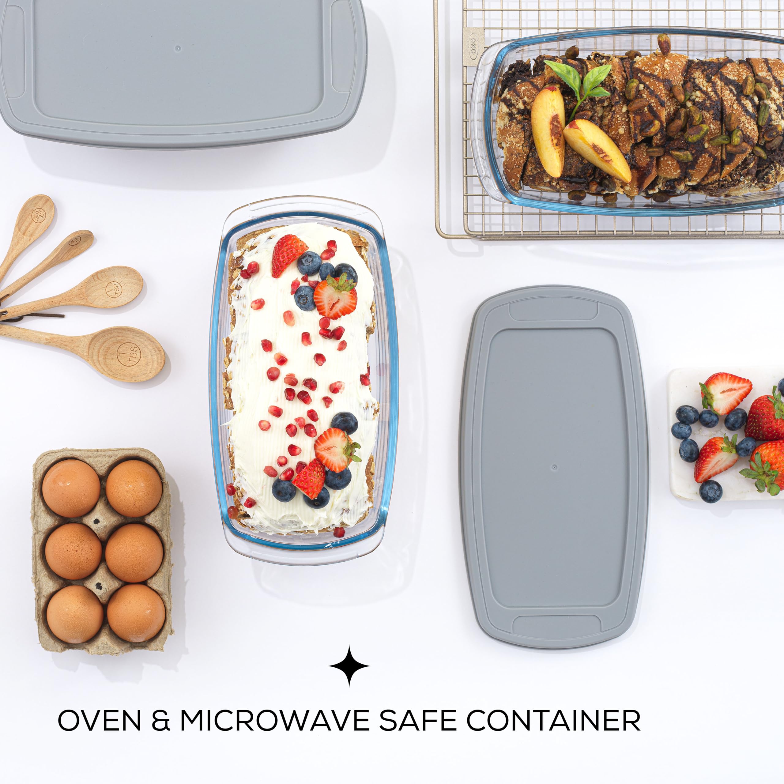 JoyJolt borosilicate glass construction safe for oven to fridge transitions.