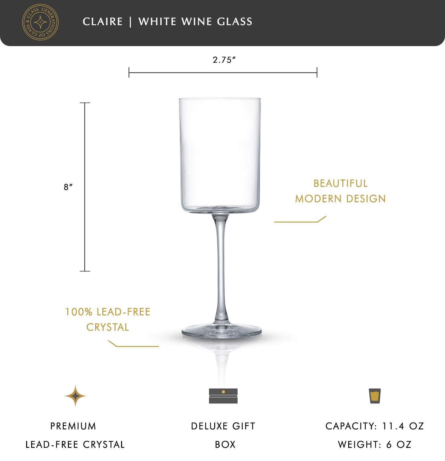 JoyJolt Claire 2-pack side profile showing elegant stem for comfortable grip during tastings.