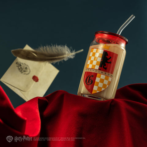 JoyJolt glass tumbler with lid and straw helps prevent spills.