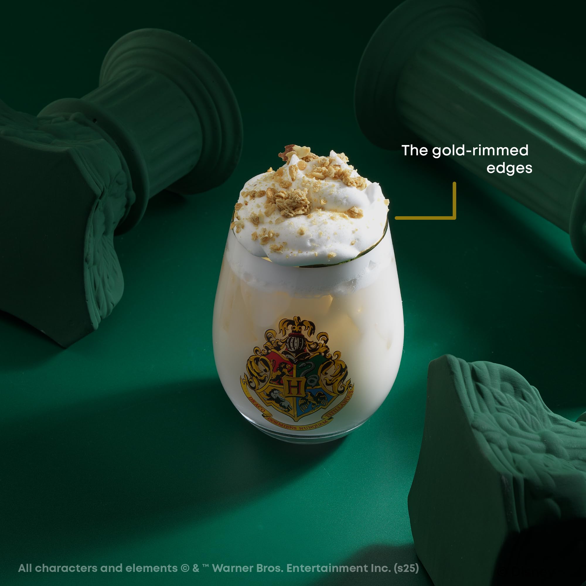 JoyJolt Hogwarts glass with stable base reduces spills during use