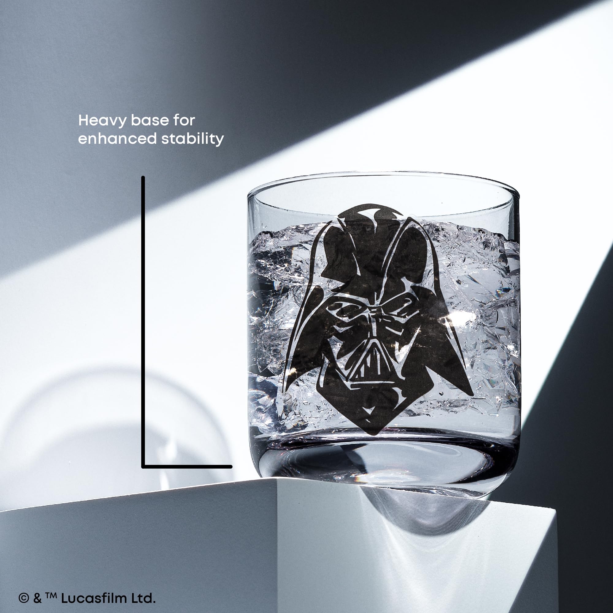JoyJolt Darth Vader glass closeup with iconic silhouette