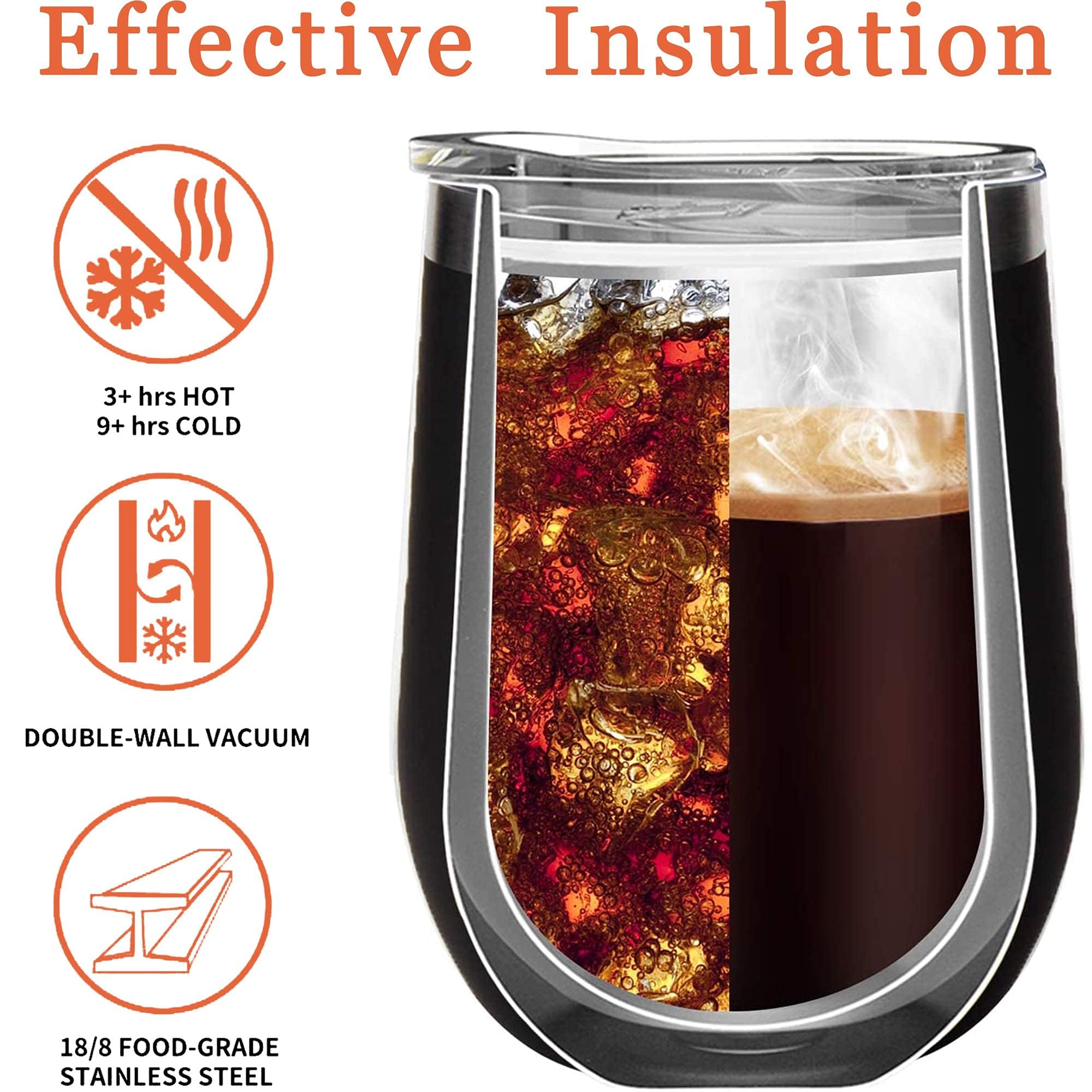 Joyloce Queen camper wine tumbler double-wall insulation preserves cold drinks.