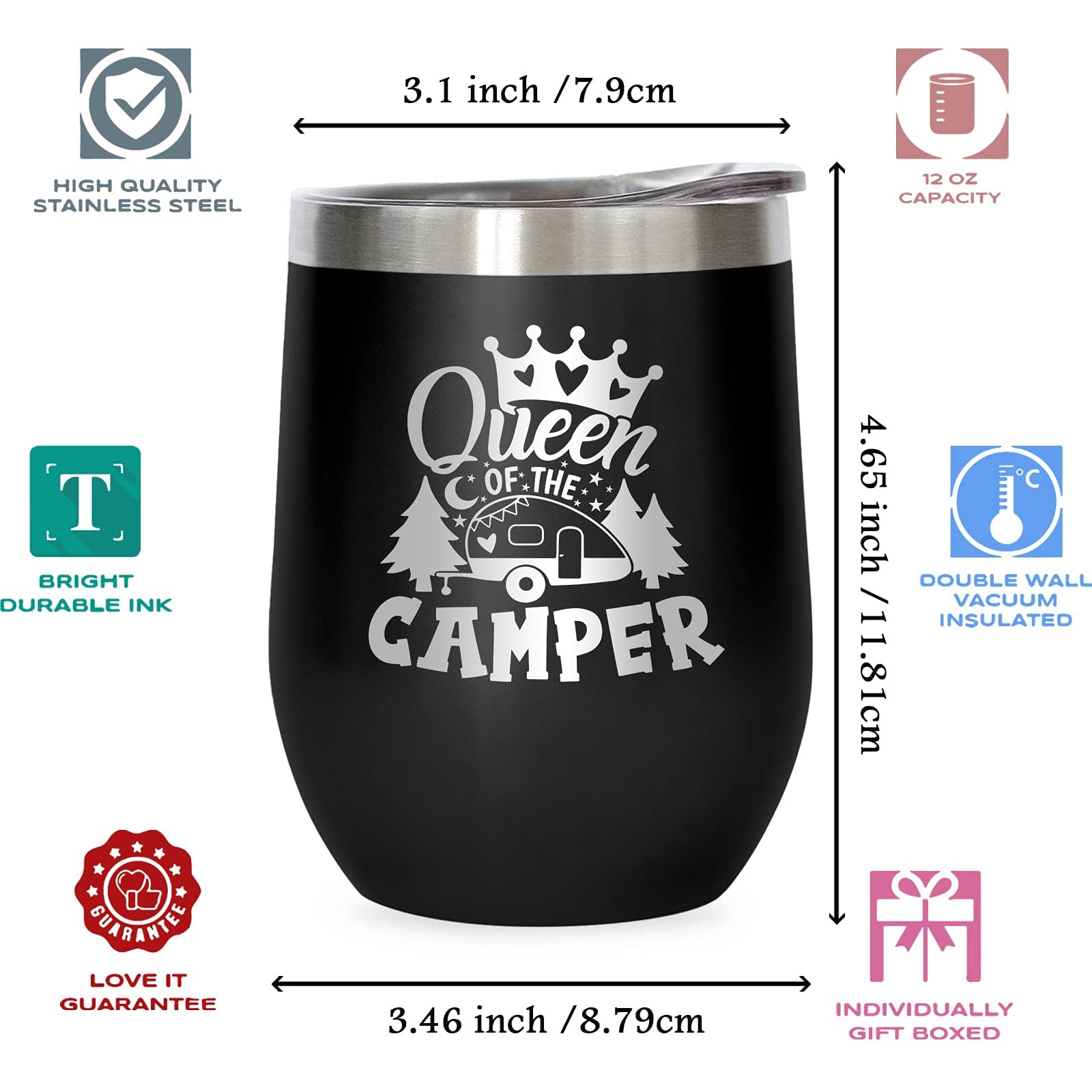 Joyloce Queen camper wine tumbler lid secure seal for outdoor adventures.