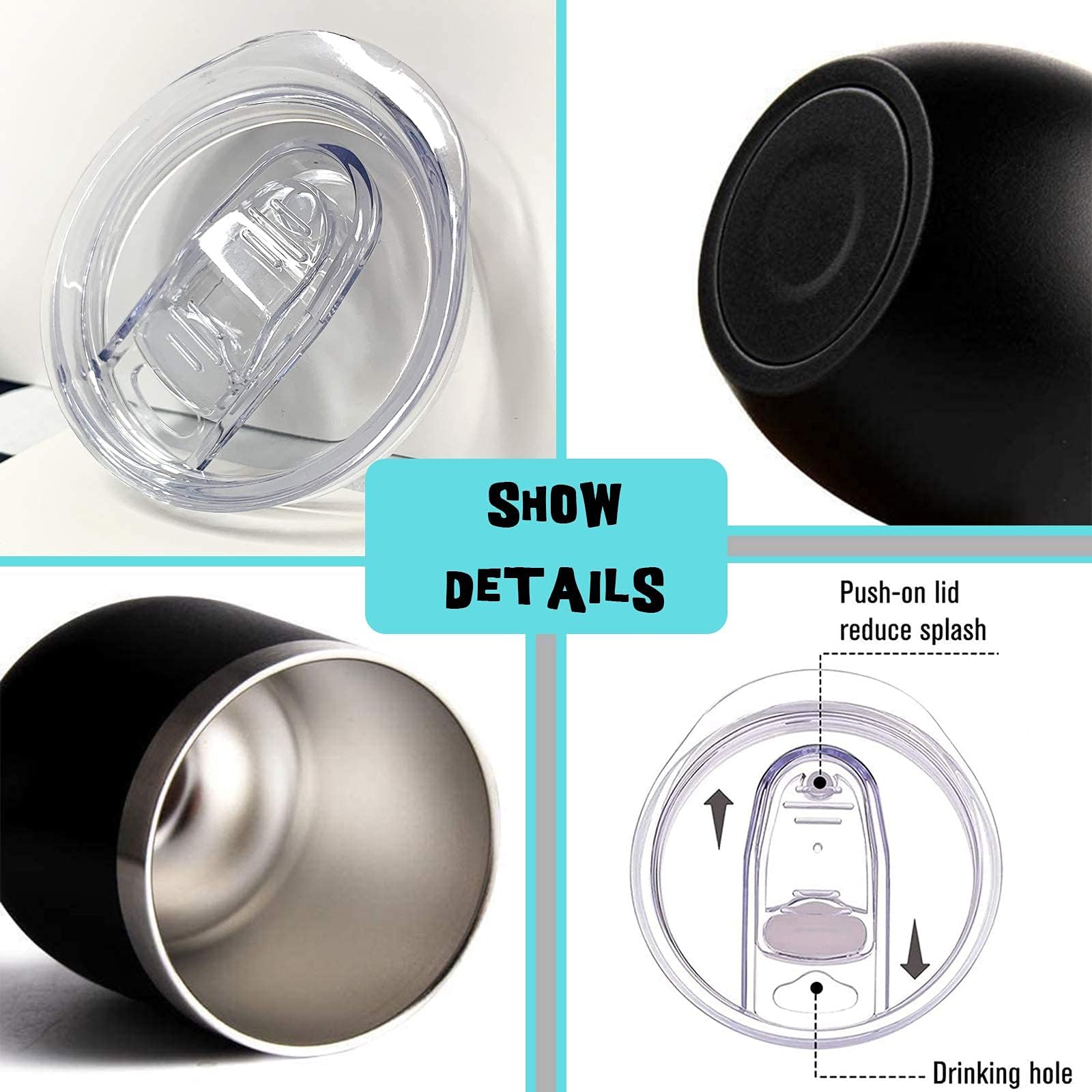 Joyloce Queen camper wine tumbler stemless design prevents tipping on uneven surfaces.