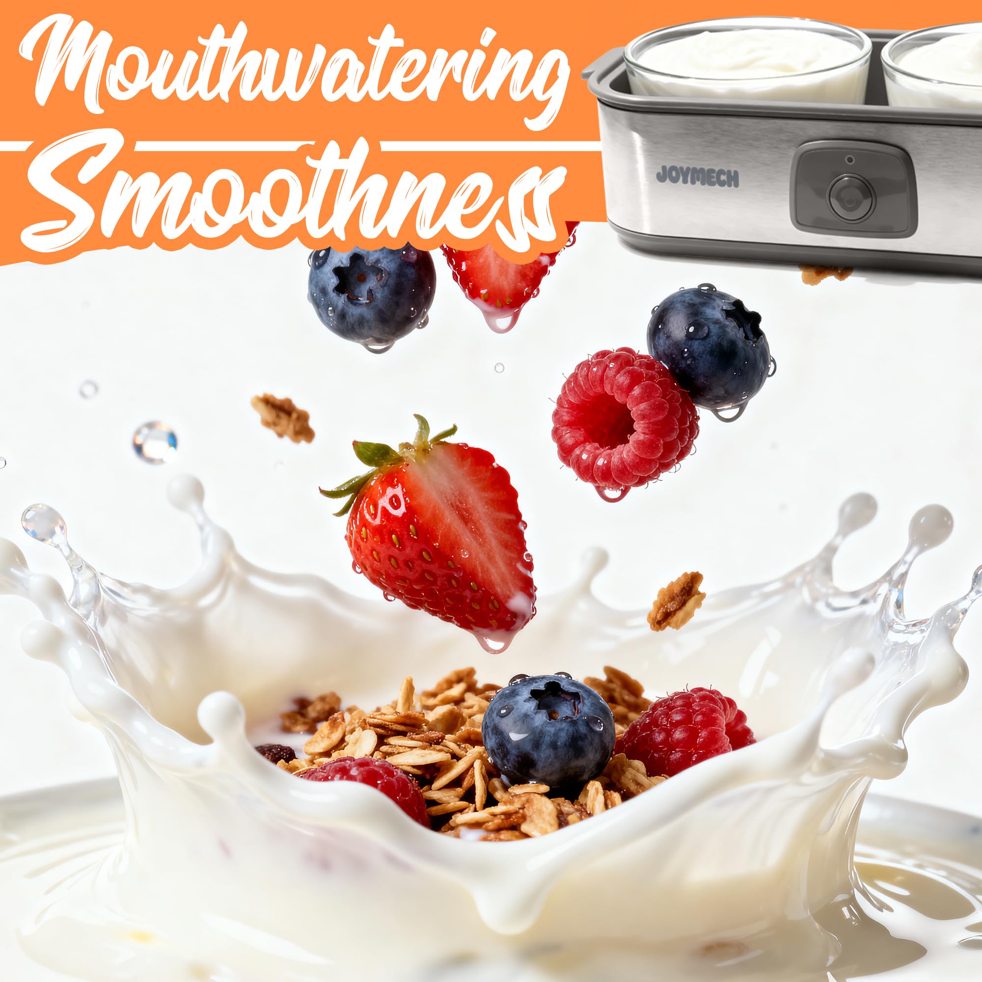 JoyMech Yogurt Maker 1-quart containers for versatile batch sizes