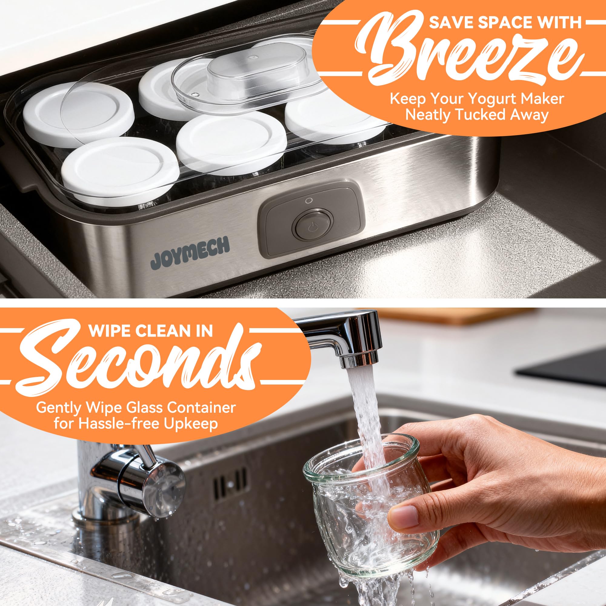 JoyMech yogurt maker includes jars for fresh fruit and toppings.