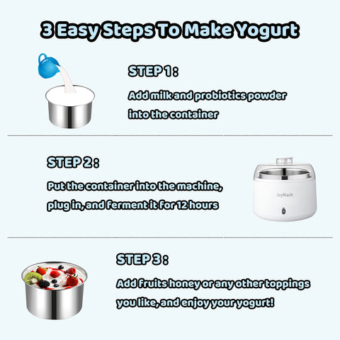 JoyMech Yogurt Maker stainless-steel container emphasizes durable, food-grade craftsmanship for safe fermentation