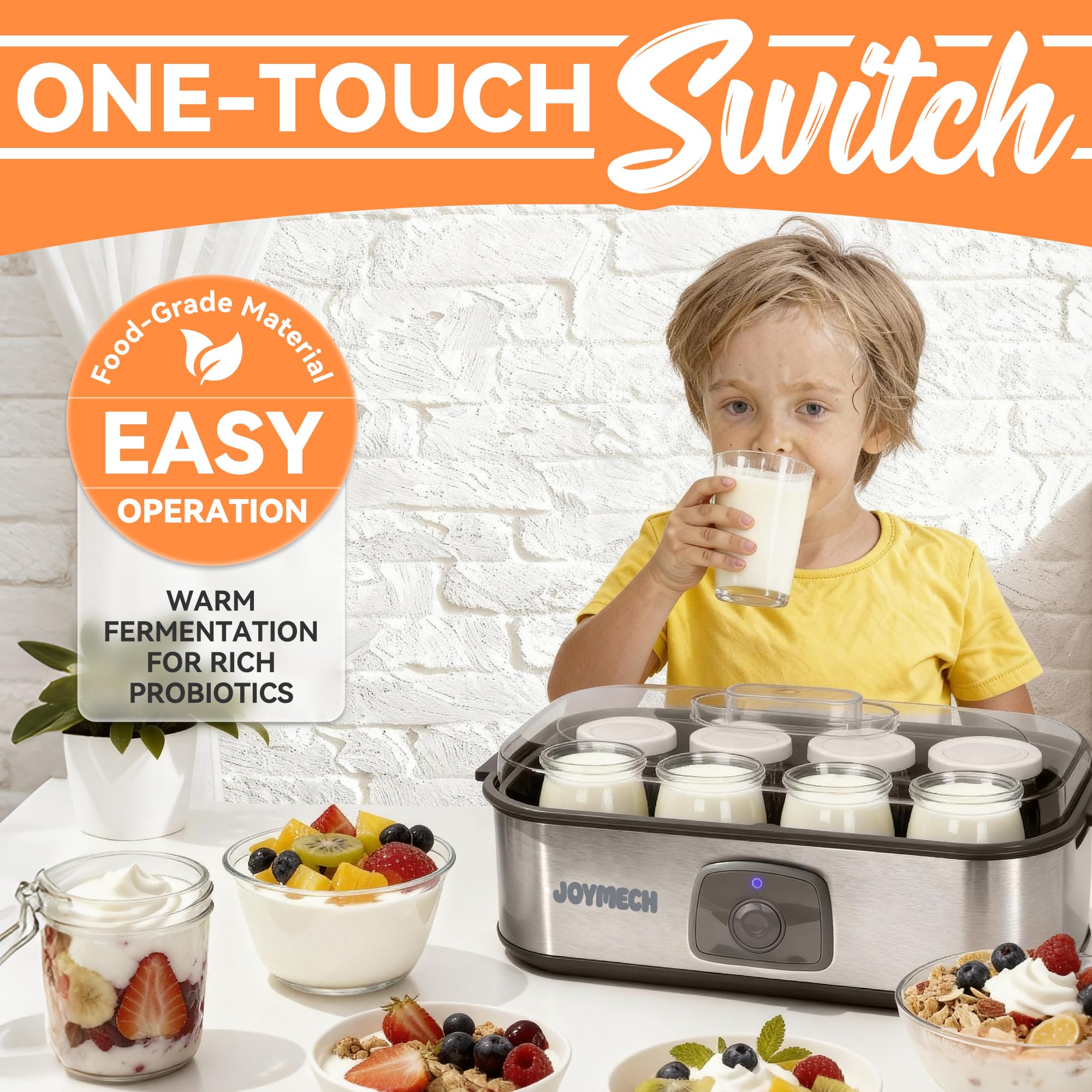 JoyMech yogurt maker transparent lid allows easy monitoring during fermentation.
