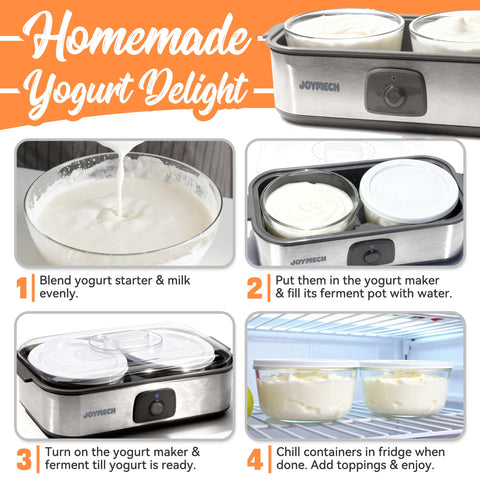 JoyMech Yogurt Maker transparent lid showing clean, safe fermentation