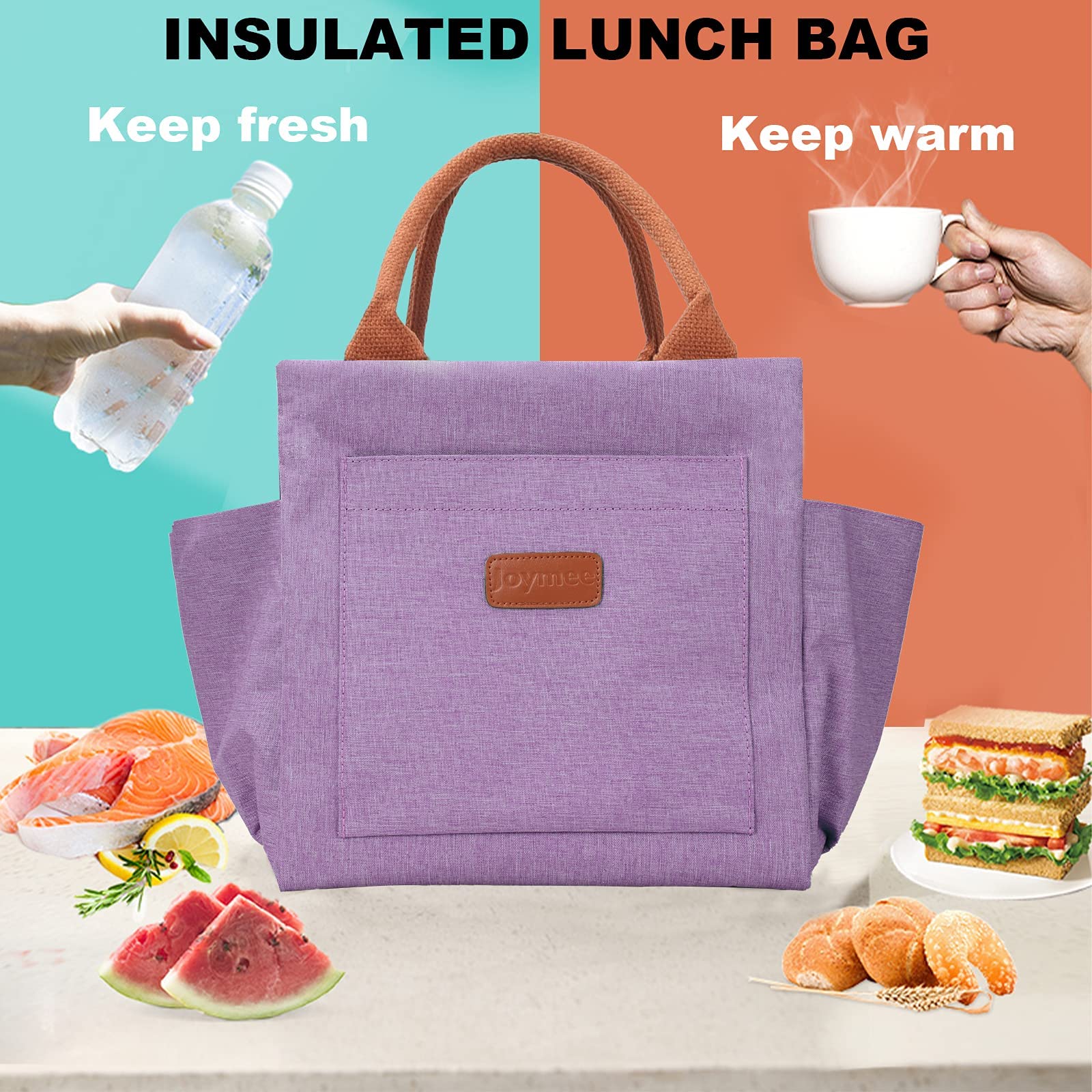 Joymee lunch bag padded carrying handles for comfortable transport