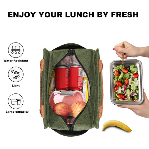 Joymee front pocket holds utensils and napkins for easy meal prep