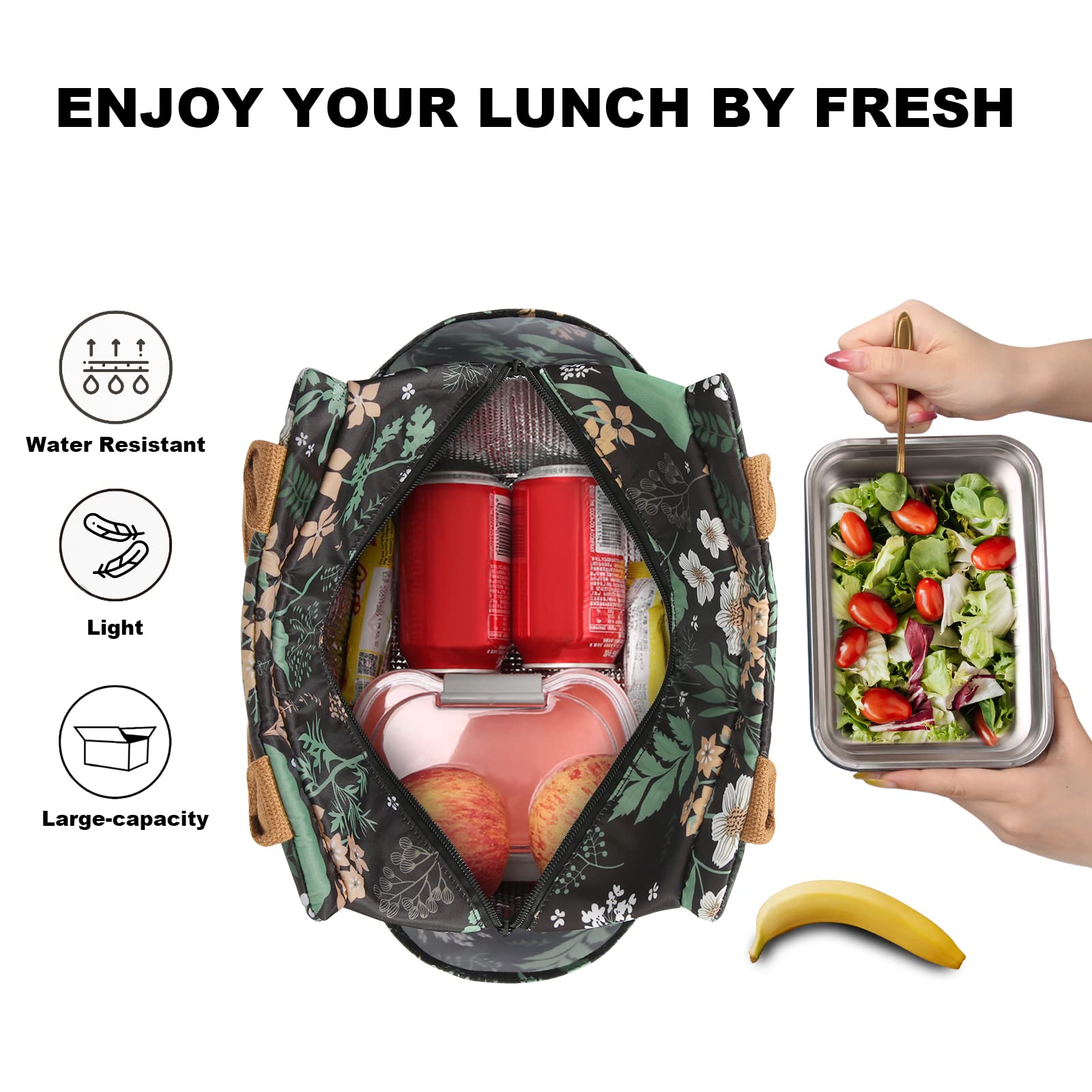 Joymee insulated interior keeps meals fresh for hours.