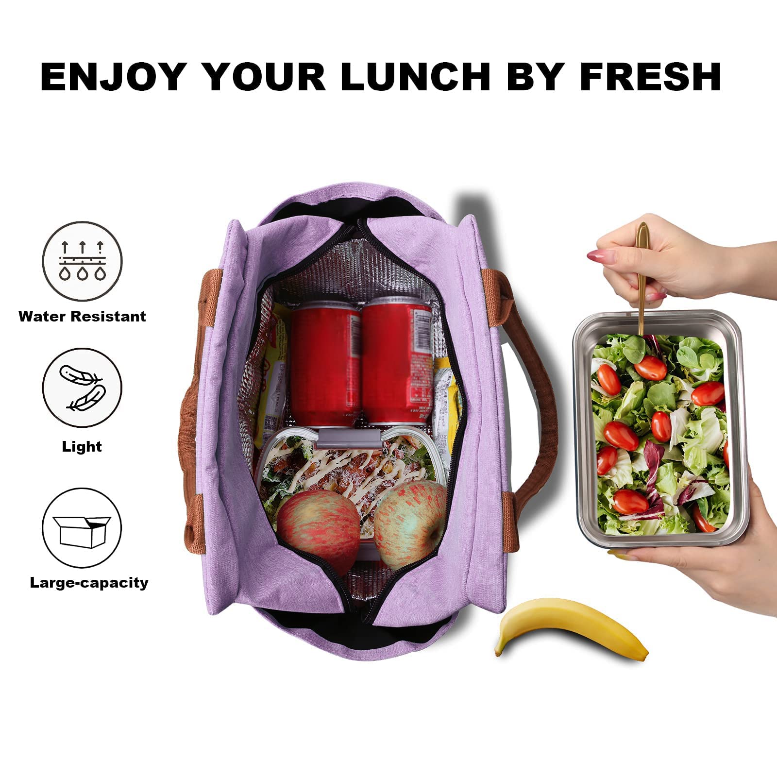Joymee lunch bag side pocket dedicated to water bottle storage