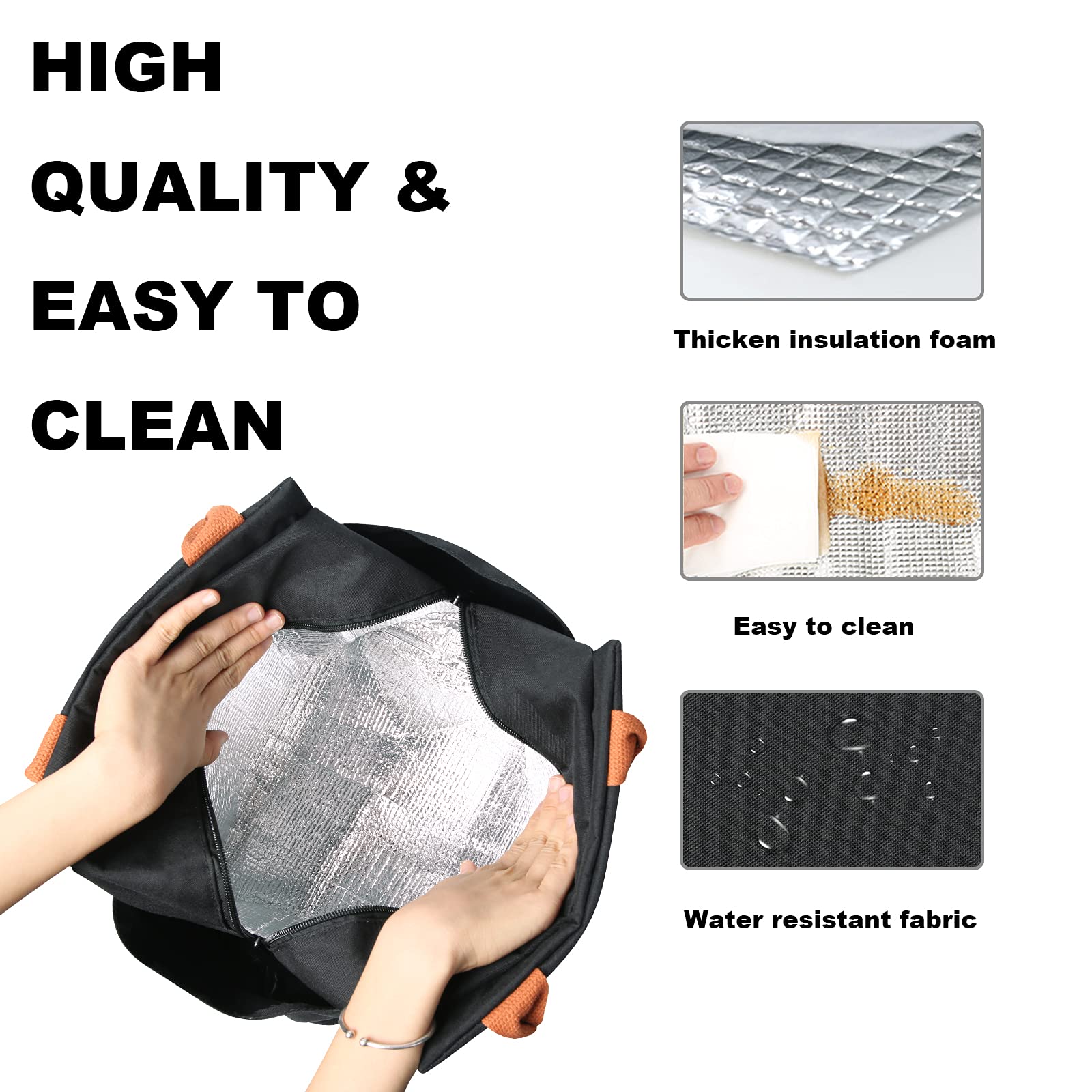 Exterior of Joymee lunch bag in water-resistant oxford cloth.